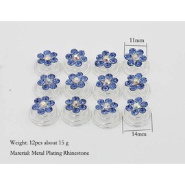 24PCS Rhinestone Flower Spiral Hair Pin Crystal Hair Twisters Coils Hair Clips Metal Spiral Twist Hairpins Hair Pins Wedding Bridal Hair Accessories (Blue)