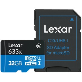 Lexar High-Performance 633x 32GB microSDHC UHS-I Card w/ SD Adapter, Up To 100MB/s Read, for Smartphones, Tablets, and Action Cameras (LSDMI32GBBNL633A)