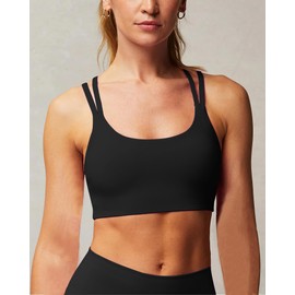 XUNYU Strappy Sports Bras for Women Supportive Workout Tank Tops with Built in Bra Padded Crop Yoga Top Y Back