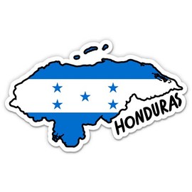Squiddy Honduras Map with Flag - Vinyl Sticker Decal for Phone, Laptop, Water Bottle - 3"