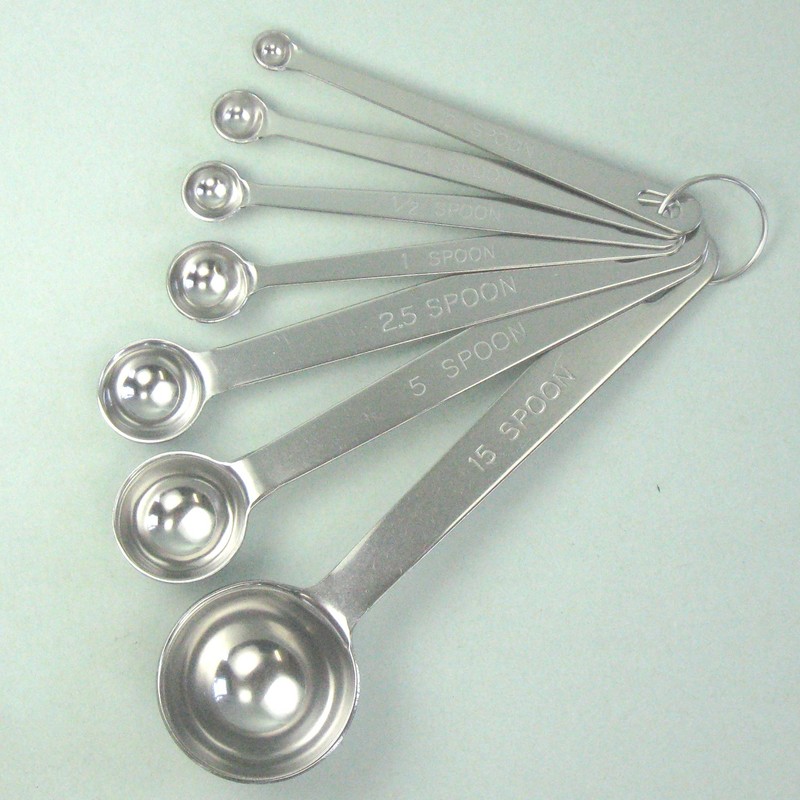 18-8 Stainless Steel Extra Thick Measuring Spoons, Set of 7