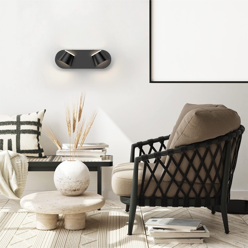 URSOLA 2 Light Bathroom Vanity Light, LED Black Bathroom Light
