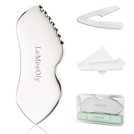 LeMeeOly Stainless Steel Gua Sha Facial Tools Metal GuaSha Tool for Face Neck, Detailer Gua Sha Lymphatic Drainage Reduce Wrinkles Face Massage Tool, Gift for Women