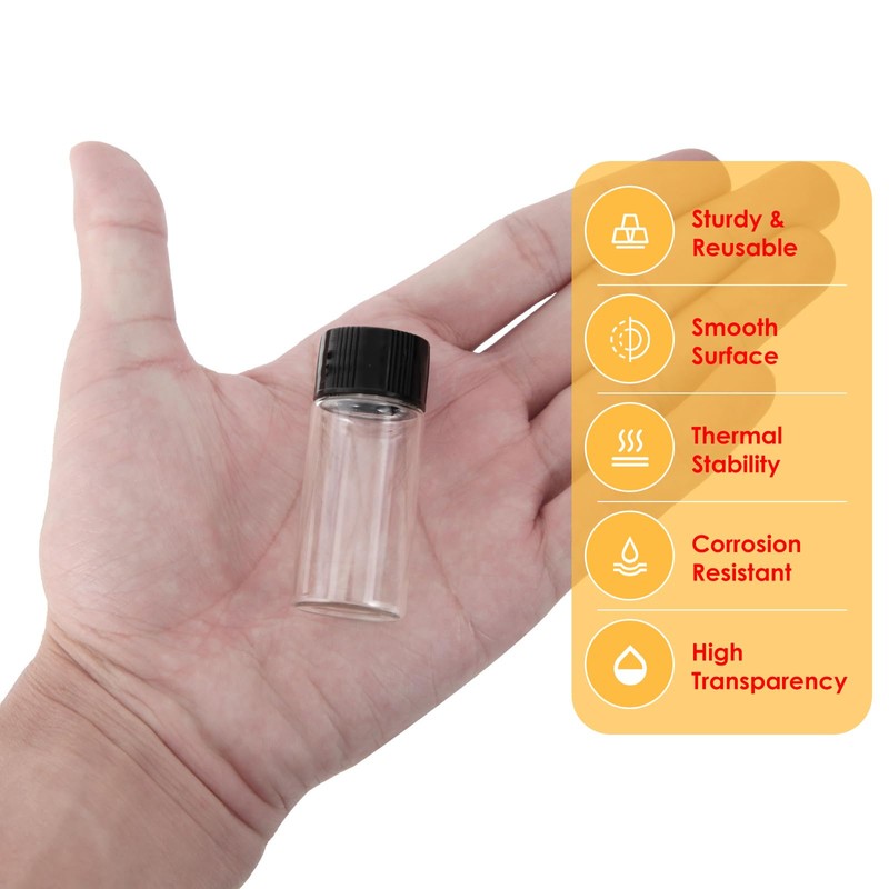 Cadbibe 10ml Clear Glass Vials with Screw Caps and Plastic