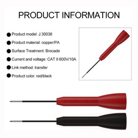 Test Probe Multimeter Probe J.30038 2PCS 600V 10A 1mm Extra Fine Test Lead Wire Piercing Probe Test Probe Test Probe Extension Needle Automotive Test Probe