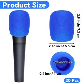 20PCS Microphone Covers Foam Thick Handheld Stage Mic Covers for Microphones, Reusable Microphone Windscreen Foam Pop Filter Covers for Karaoke Dj Most Microphone(10 Color)