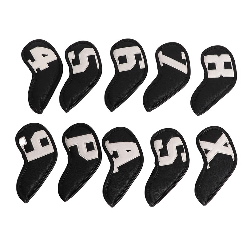 10pcs set PU Waterproof Golf Club Iron Cover Fine Sewing