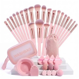 Brochas para Maquillaje con Bolsa 41pcs,Set de Brochas para Maquillaje Profesionalpara Ojos,Cejas,Brochas para Rubor Base,Liquido,Brochas de Viaje,Org