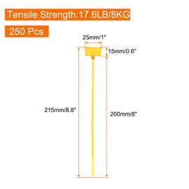 MECCANIXITY 250pcs Marker Cable Zip Ties, 8 Inch Self-Locking Nylon Labels Zip Tie Wraps, Wire Tags Ties Straps for Indoor and Outdoor, 1/8",Yellow