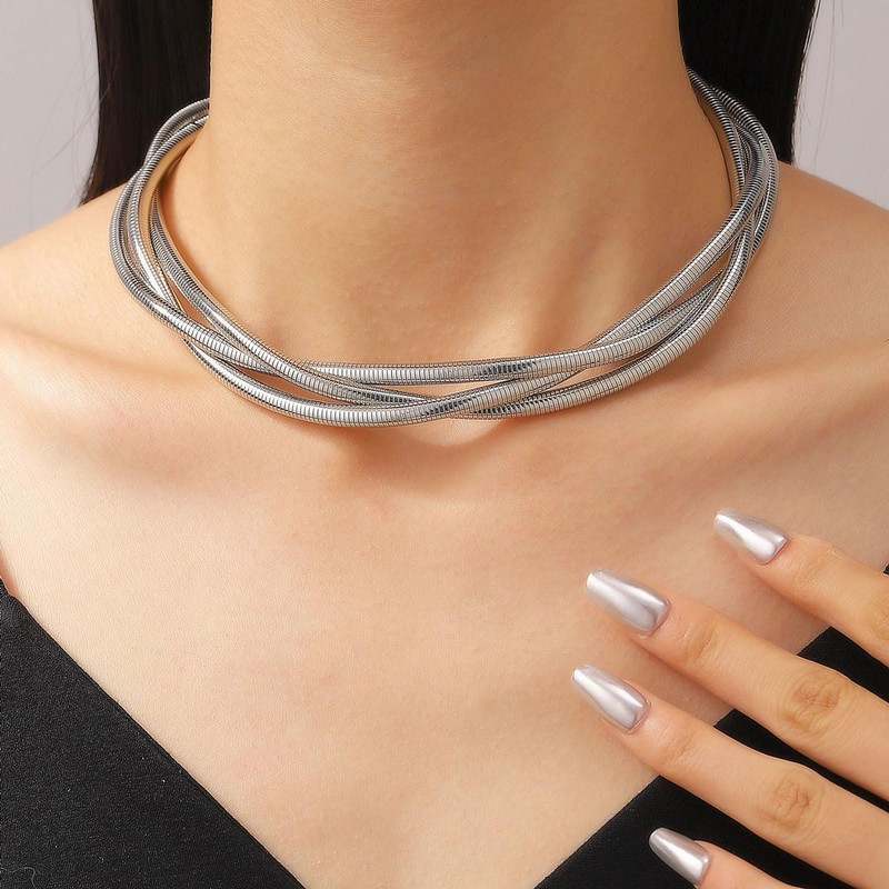 xdlhghe Snake Chain Necklace for Women Chunky Choker Stack Layered