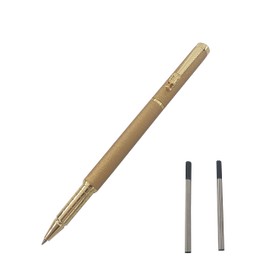 MCKhome Metal Ballpoint Pen Rollerball Pen Office Signature Pen 0.5MM Nib Two Replaceable Black Refills Office Gift Rollerball Pen for Men Women Executive Business Office School Use-Gift Box (Gold)