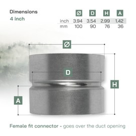 Vent Systems 4'' Inch Galvanized Steel Duct Connector - Round Ventilation Duct Extension - Metal Dryer Vent Coupler - Metal Hose Coupling - Dryer Pipe Connector
