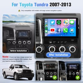 Naifay Car Stereo for Toyota Tundra 2007-2013 Radio Upgraged Toyota Sequoia 2008-2018, 10.1inch Touch Screen for Tundra Car Stereo Carplay Android Auto Bluetooth GPS WiFi, Only Support Large Screen