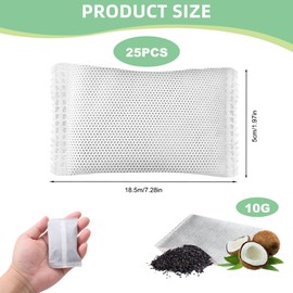 25Pack Activated Charcoal Water Filters Coconut Shell Carbon Filter Sachets