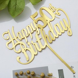 Sodasos - Decoración para tartas de cumpleaños de 15 años, acrílico de doble cara, decoración para tartas de cumpleaños de 15 años, decoración para tartas de felicitación de 50 años de edad, feliz aniversario de 50 años (50)