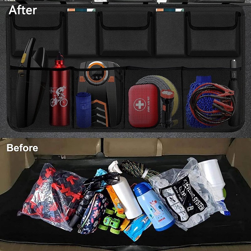 Car Trunk Organizer, Backseat Hanging Organizer with 9 Large Storage