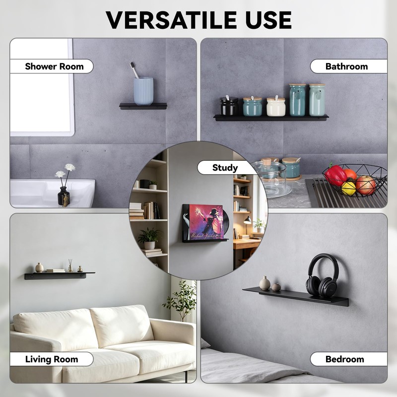LANC 8" Small Floating Shelf for Wall Storage, Stainless Steel