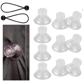 10PCS Limpets for Caravan Awning, Limpets for Awning Suction Cup, Awning Suction Clamps with 2pcs Bungee Cords with Balls, High Grip Suction Cups for Campervan Canopy Motorhome