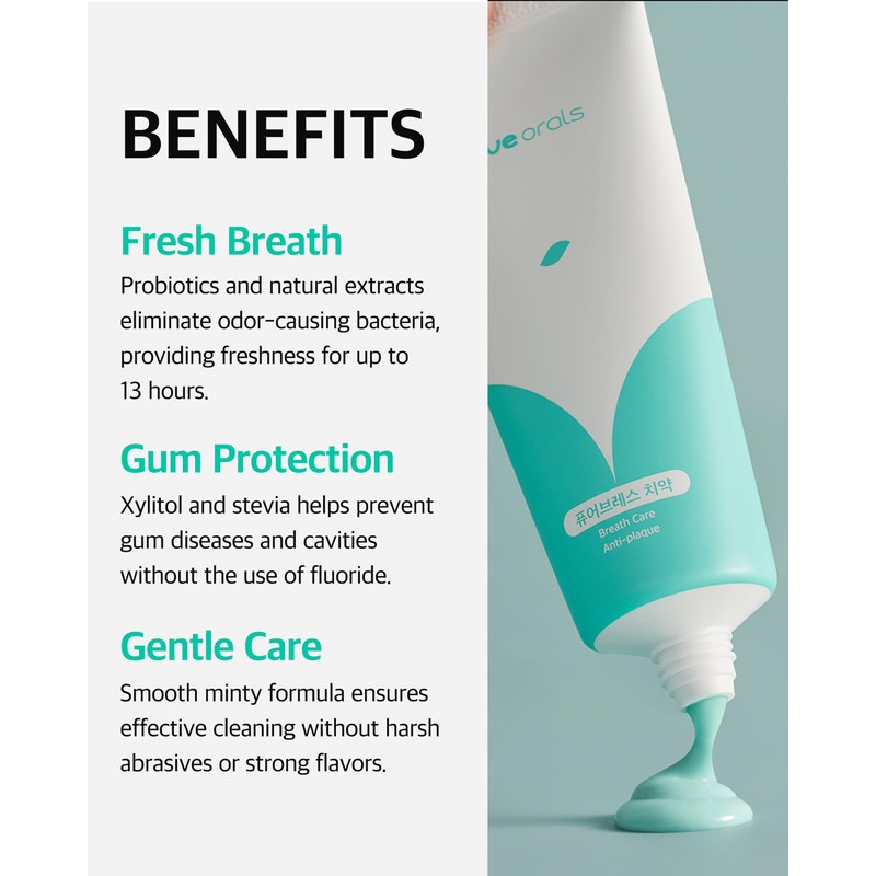 LiveOrals PureBreath Toothpaste 80g – Fluoride-Free, Odor Neutralizing, Enamel Strengthening,