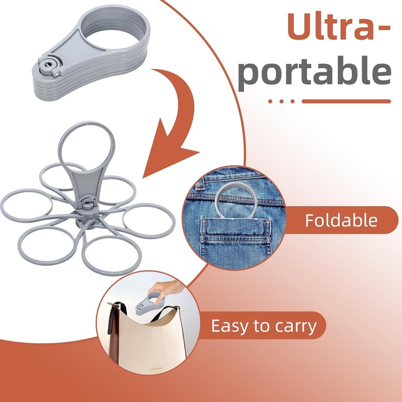 2 Pack Foldable Cup Carrier - Grey Portable Drinks Holder