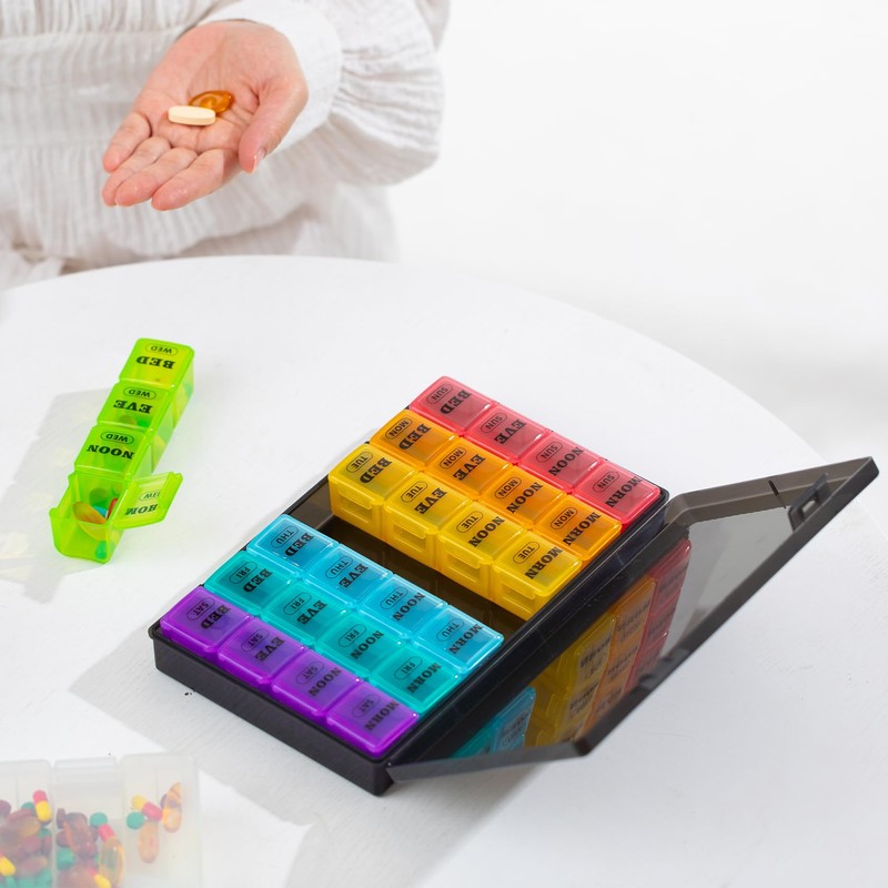 XL Pill Boxes 7 Day 4 Times a Day, Weekly