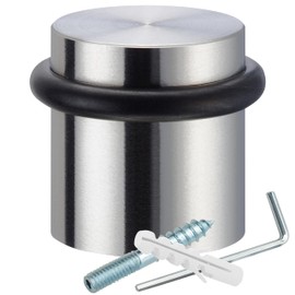 PLURI - Premium Stainless Steel Floor Door Stop, Set of 1 - Screws, Free Mounting Material, Floor Door Stop, Floor Door Buffers, Wall Buffer Rubber Buffers, Door Buffers, Floor Mounting