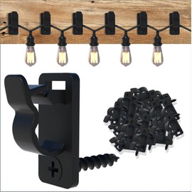 AFFAVON 60Pack Outdoor String Light Clips Screw-in Hooks,Weatherproof Cable Hangers and Clips for Hanging Fairy Lights for Christmas, Festival,Patio, and Fence Decorations