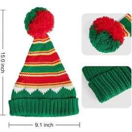 XineYuor Elf Hat, 2pcs Elf Hat with Ears, Elf Hat for Adults, Knitted Christmas Hat for Adults Women Santa Elf Hat Christmas Hat