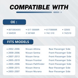 KELOKE Motor de ventana eléctrica compatible con Nissan Altima 02-06/Sentra 00-06/Versa 07-13/Frontier 05-19/Pathfinder 05-06/Murano 03-07, con un enchufe de 2 pines, lado del pasajero delantero,