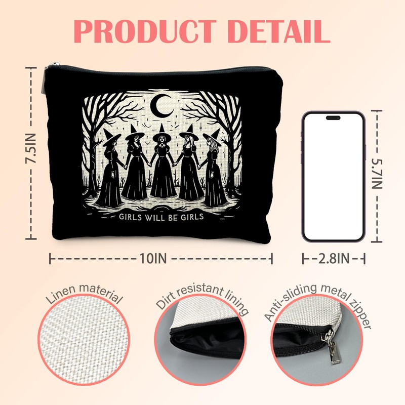 KBRCT Witchy Witch Halloween Makeup Bag Gifts for Women Friends
