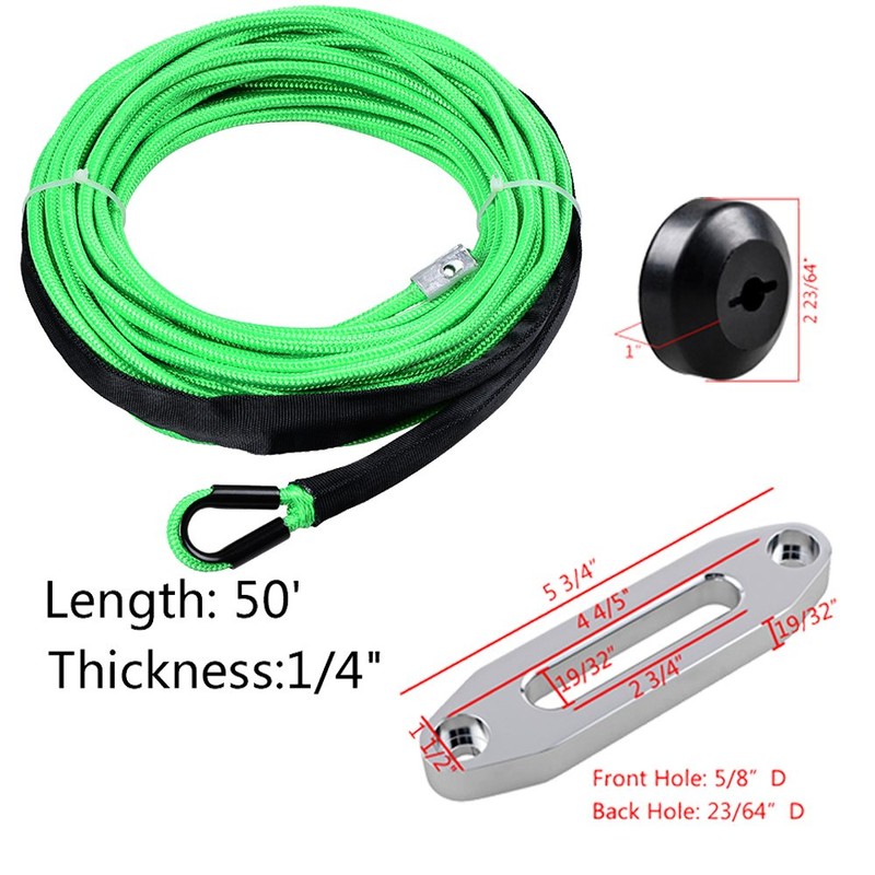 Astra Depot 50ft x 1/4 inch (reen Synthetic Winch Rope