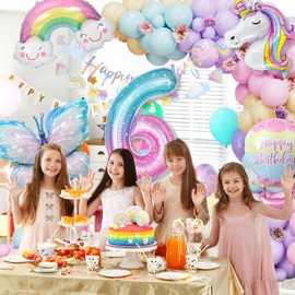 Unicorn Birthday Decoration Girl, 5 Years Butterfly Birthday Decoration, Unicorn Decoration Children's Birthday, 1-10 Years Happy Birthday Decoration, Unicorn Balloons for 5th Birthday Girls