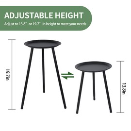 Kavlium Plant Stand Indoor Outdoor，Adjustable Tall Plant Stand Plant Table for Flower Pots，Heavy Duty Metal Tall Plant Holder, Modern Home Decor Small Round Side End Table (11.8"x20"/13.8")