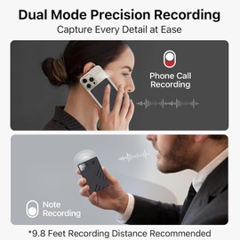 AI Digital Voice Recorder, 64 GB Memory Recording Device with ChatGPT 40 for Transcribing and Summarizing for 93 Languages, One Touch Recording, Voice Recorder for Lecture, Meetings, Call