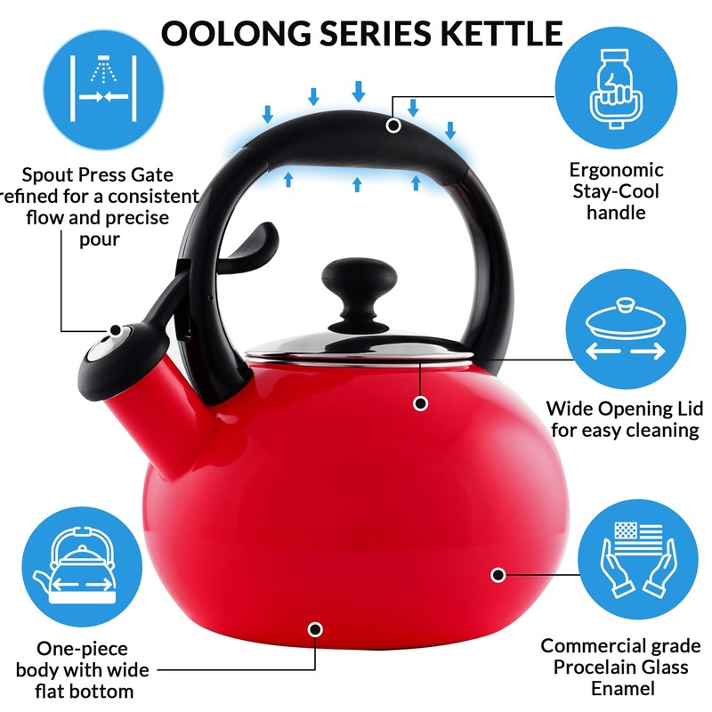 Chantal 1.8 QT Kettle, Buttons Series, Premium Enamel on Carbon