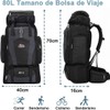 Mochila Senderismo 80L Impermeable para Hombre y Mujer