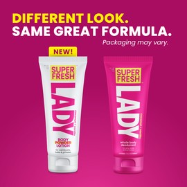 Whole Body Deodorant for Women by Super Fresh Lady Aluminum Free Powder Lotion for Privates and Body Stops Odor and Chafing Coconut Vanilla Scent 4 oz Tubes Twin Pack for Daily Feminine Care