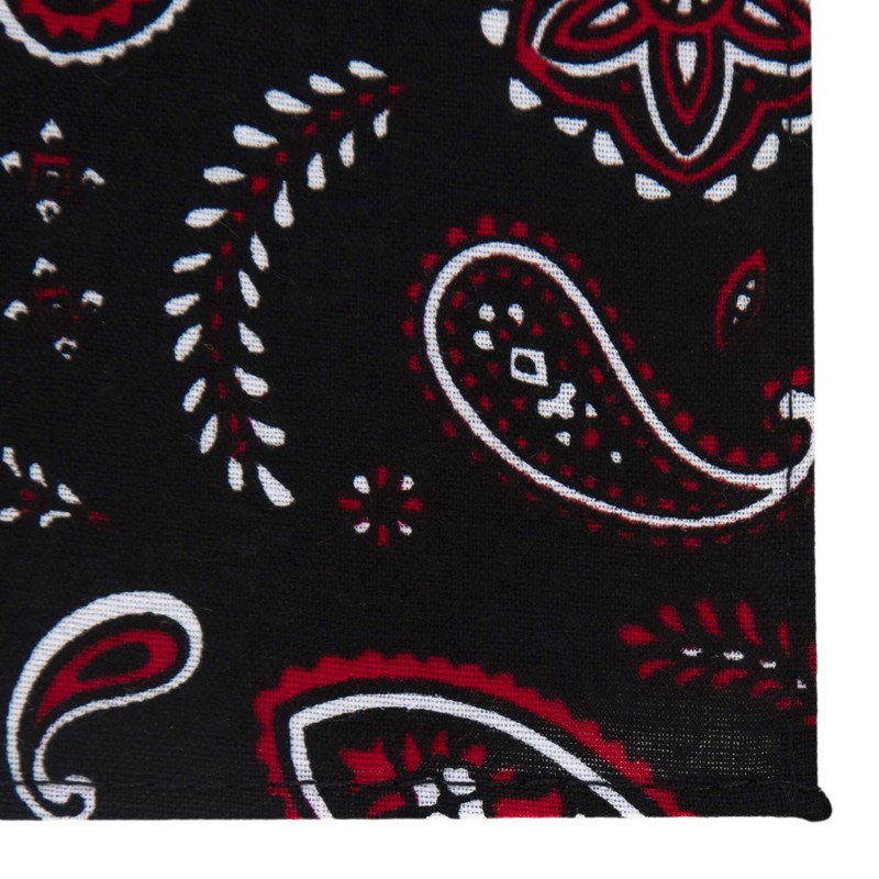 Black with Red All Over Paisley Bandana - Single Piece