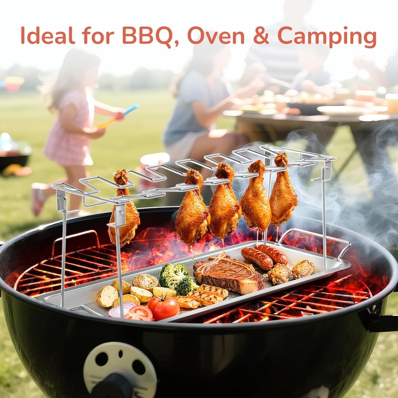 G.a HOMEFAVOR 14-Slot Chicken Leg Rack for Grill & Wings
