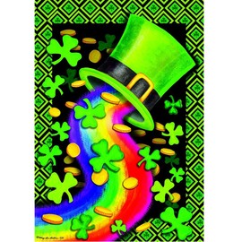 "Rainbow Hat" - St.Patricks Day - Garden Size, 12 Inch X 18 Inch, Decorative Double Sided Flag