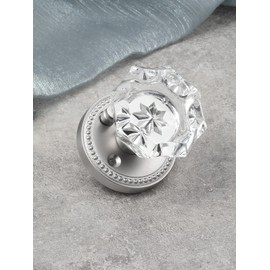 SORWDUERM 4 Pack Satin Nickel Knobs Crystal Door Knob Interior Brushed Nickel Privacy Door Knob for Bedroom and Bathroom Glass Silver Door Knob Zinc Alloy