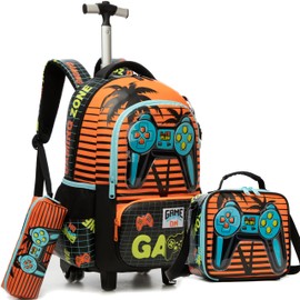 Meetbelify Boys Rolling Backpack with Wheels for Elementary Preschool Students Kids Travel Luggage Carry on Backpack for Boys Ages 6-8