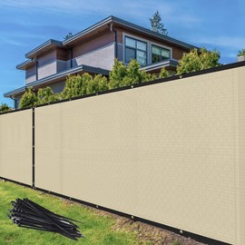 TANG Privacy Fence Screen Beige 5' x 33' for Patio Garden Heavy Duty Residential Windscreen Fence Privacy Blockage for Backyard School Commercial Netting Fence Permeable 3 Years Warranty