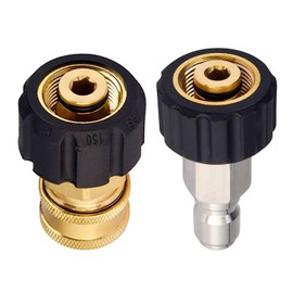 POHIR Pressure Washer Adapter Set Quick Connect Kit,M22 14mm X 3/8" Male Plug Female Socket, Brass Pressure Washer Quick Connect Fittings, Quick Coupler for Pressure Washer Gun or Hose