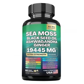 HealthyFinds Sea Moss Black Seed Oil Ashwagandha Ginger Capsules with Turmeric Bladderwrack Burdock & Vitamin C Vitamin D3 with Elderberry Manuka Dandelion Yellow Dock Iodine Chlorophyll ACV
