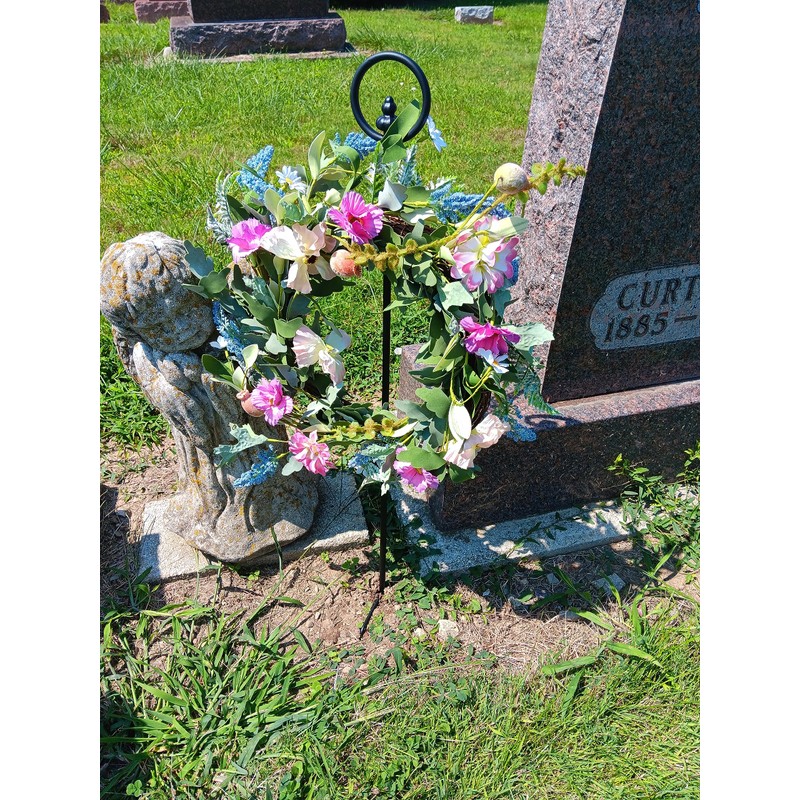 Carson 36" Black Metal Wreath Stake - In-Ground Wreath Hanger