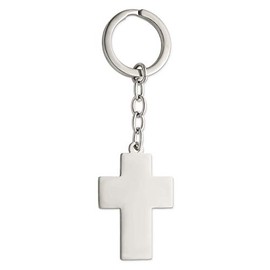 CoutureJewelers Stainless Steel Polished Cross Key Ring