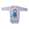 Baffle Chuckie Inspired Nineties Baby Bodysuit, Horror Onesie (Grey Long