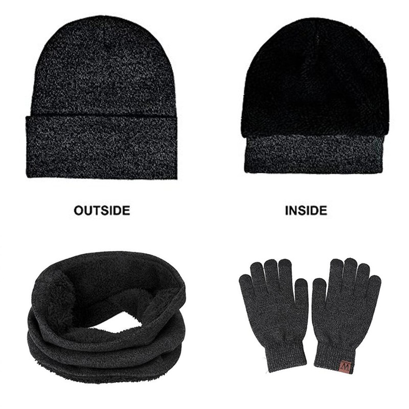 Aisprts Men Women Knitted Hat Scarf Gloves Set Winter Thermal