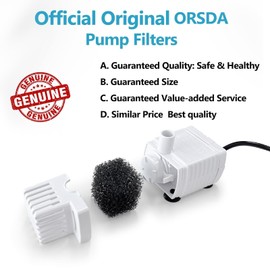 ORSDA Pet Water Fountain Replacement Pump Filters - Compatible with All ORSDA/ZeePet Stainless Steel Dog and Cat Water Fountains (6Pcs Black Pump Filters)